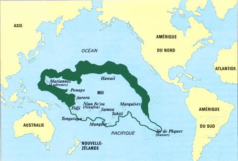 Carte du suposé continent disparu de Mû