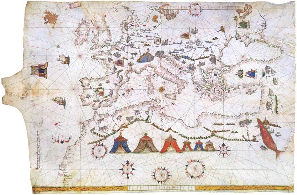 carte Portulan de Vesconte Maggiolo (1541) Europe, Méditerranée et Afrique du Nord