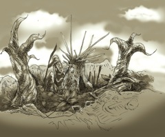 Trois dessins préparatoires pour le projet par Alexis 