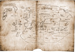 Carte du monde au XVe siècle, redessinée à partir d'un original du XIIIe siècle ; première description connue de la côte de l'Amérique du Nord alors appelée Vinland.