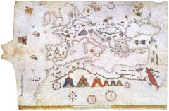 carte Portulan de Vesconte Maggiolo (1541) Europe, Méditerranée et Afrique du Nord